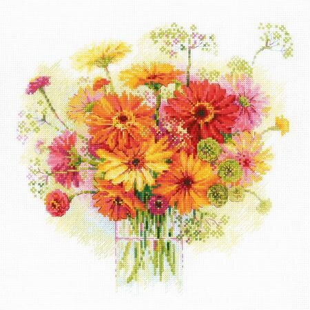 Watercolor Gerberas - Cross Stitch Kit