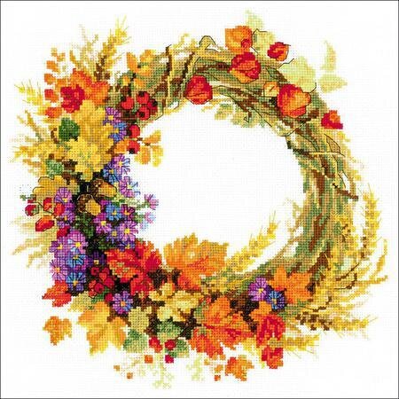 Wreath With Wheat - Cross Stitch Kit