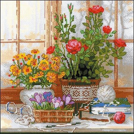 Crocuses On The Windowsill - Cross Stitch Kit