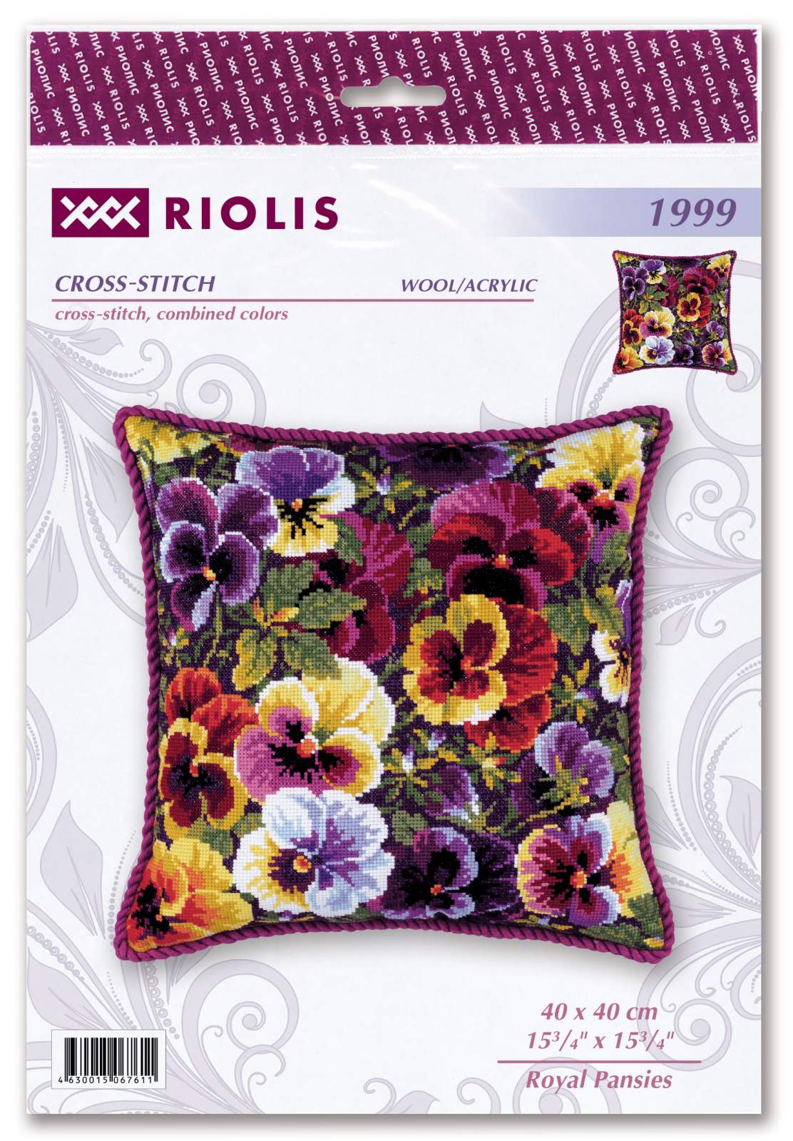 Royal Pansies Cushion - Cross Stitch Kit