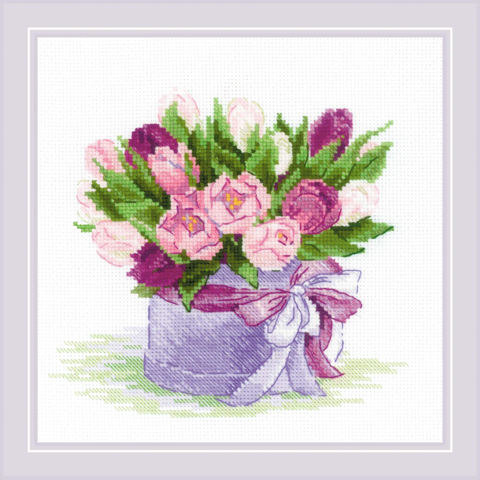 Tulips Hat Box - Cross Stitch Kit