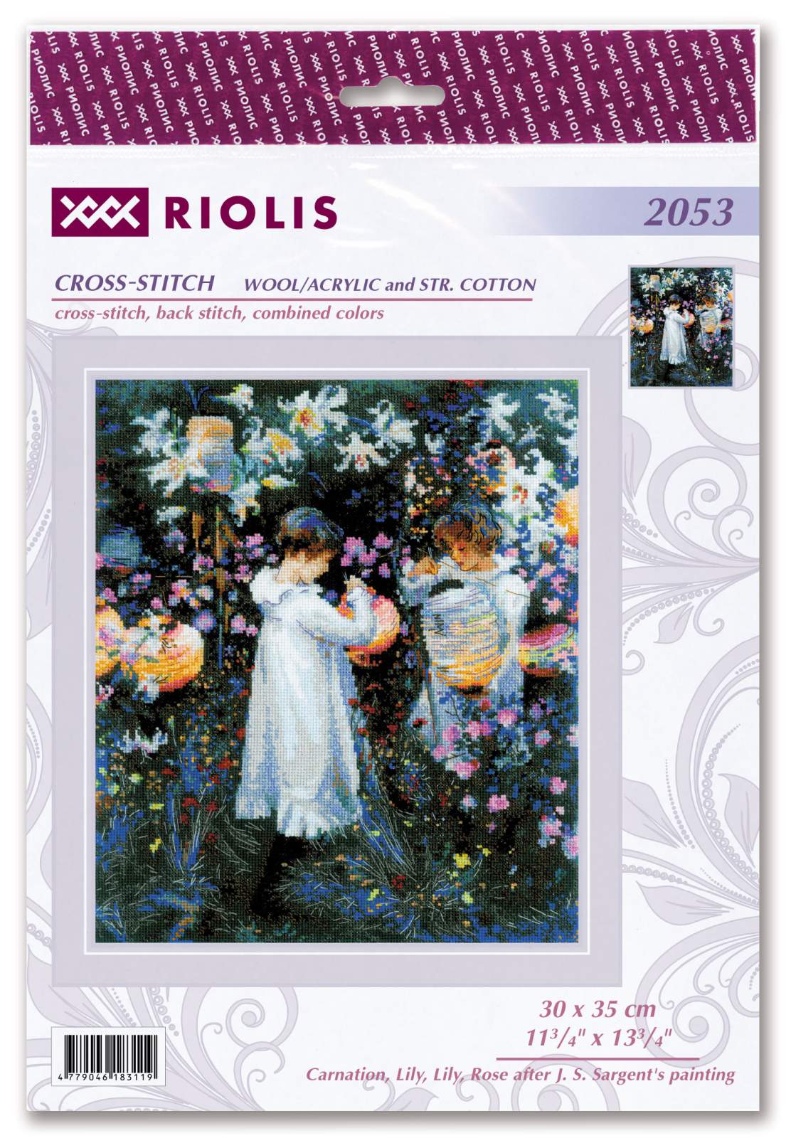 Carnation, Lily, Rose - J. S. Sargent - Cross Stitch Kit
