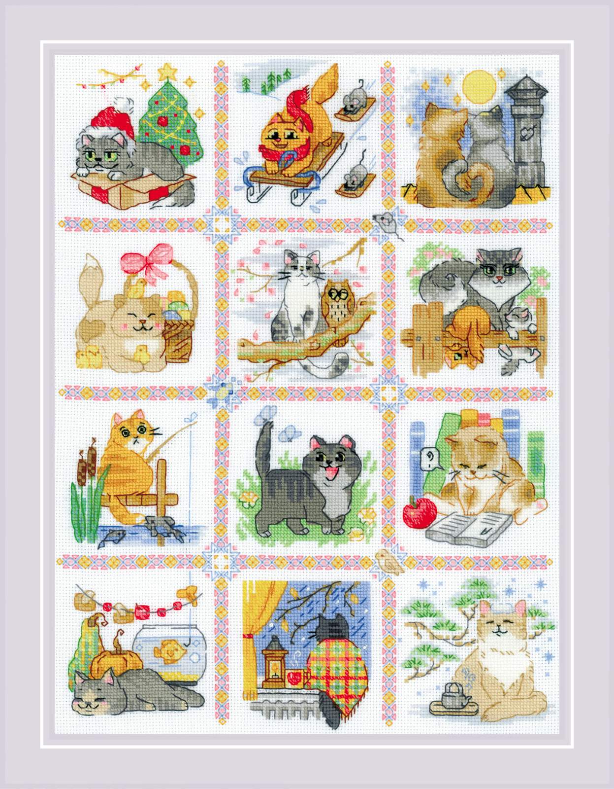Cat Calendar - Cross Stitch Kit