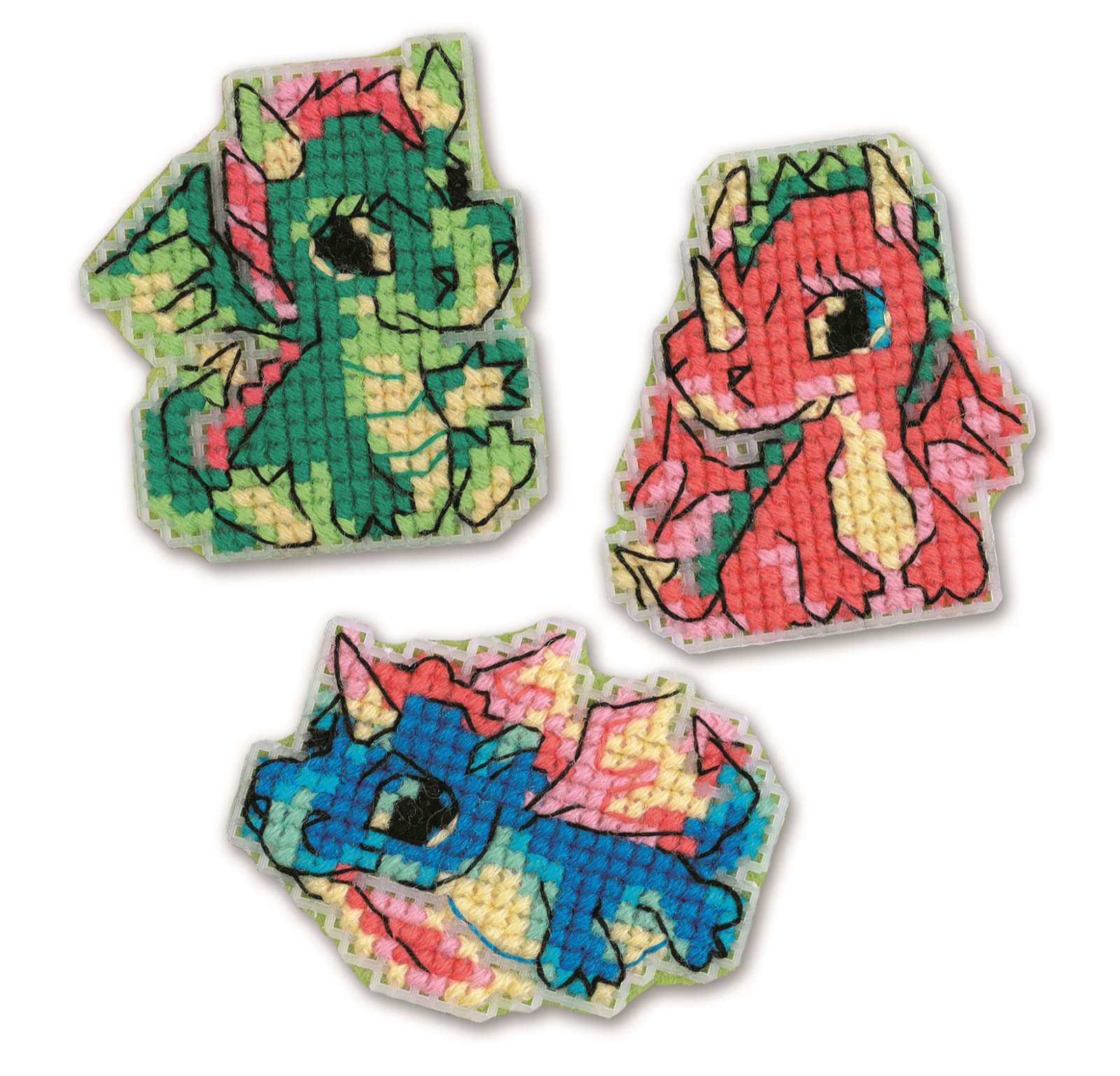 Little Dragons - Cross Stitch Kit, different perspective #1, zoomed in. Select this picture to zoom back out.