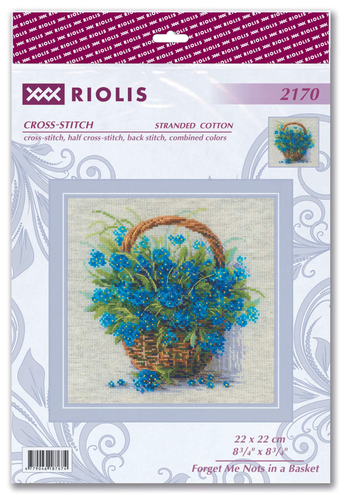 Forget Me Nots in a Basket - Cross Stitch Kit