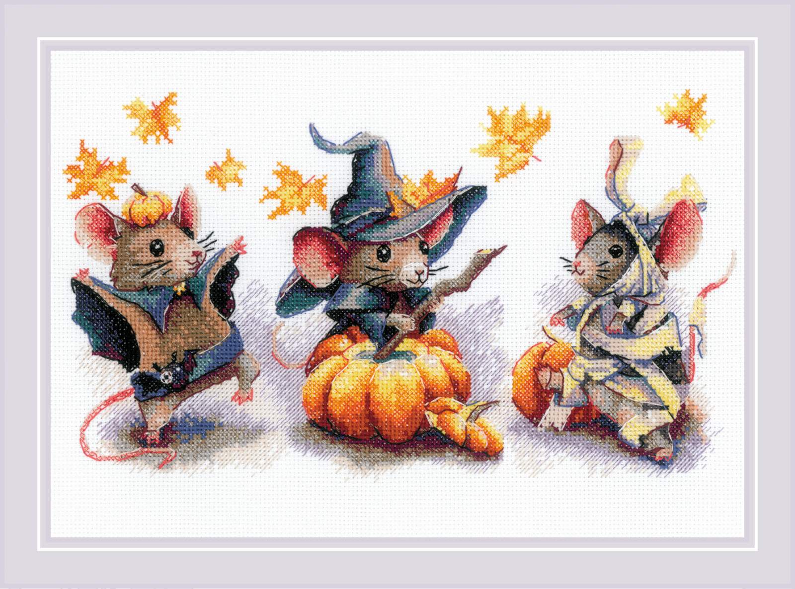 Spooky Mouse Trio - Halloween Cross Stitch Kit