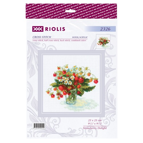 Strawberry Delight - Cross Stitch Kit, different perspective #1, zoomed in. Select this picture to zoom back out.