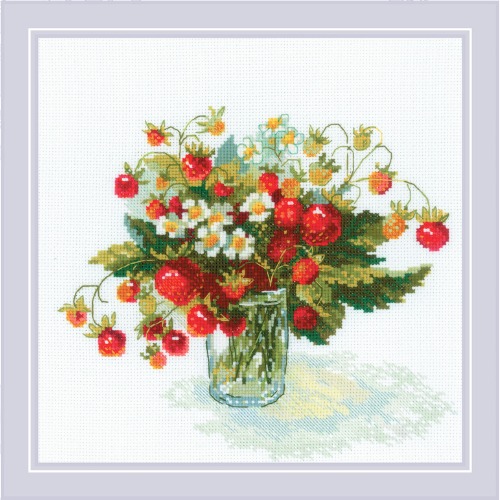 Strawberry Delight - Cross Stitch Kit, zoomed in. Select this picture to zoom back out.