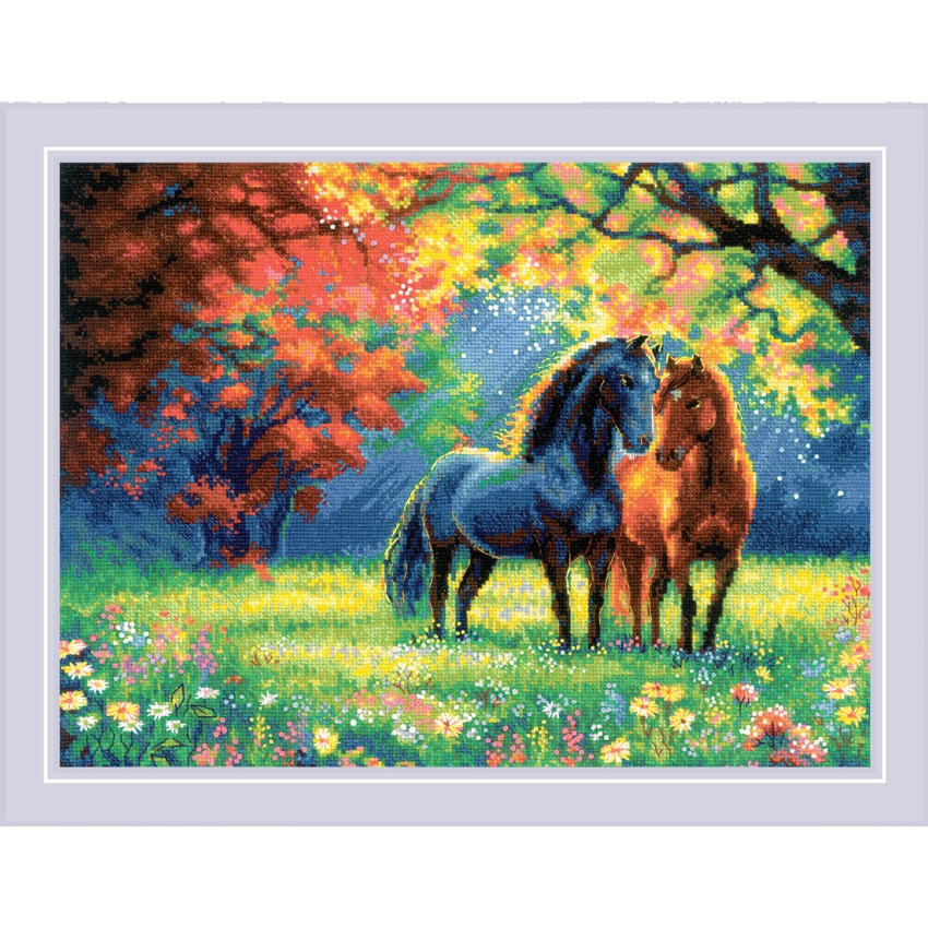 Autumn Morning - Cross Stitch Kit, zoomed in. Select this picture to zoom back out.