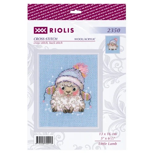Little Lamb - Cross Stitch Kit, different perspective #1, zoomed in. Select this picture to zoom back out.