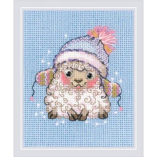 Little Lamb - Cross Stitch Kit, zoomed in. Select this picture to zoom back out.