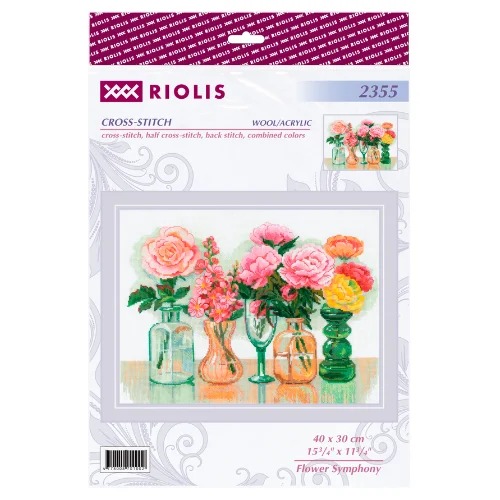 Flower Symphony - Cross Stitch Kit, different perspective #1, zoomed in. Select this picture to zoom back out.