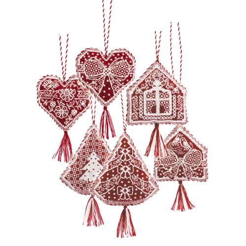 Christmas Ornaments Gingerbread - Cross Stitch Kit, zoomed in. Select this picture to zoom back out.