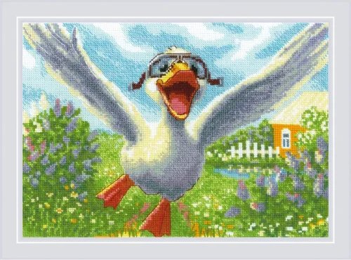 Country Flyer - Cross Stitch Kit, zoomed in. Select this picture to zoom back out.