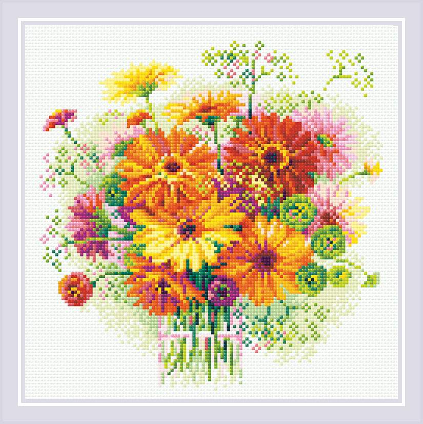 Watercolor Gerberas - Diamond Mosaic