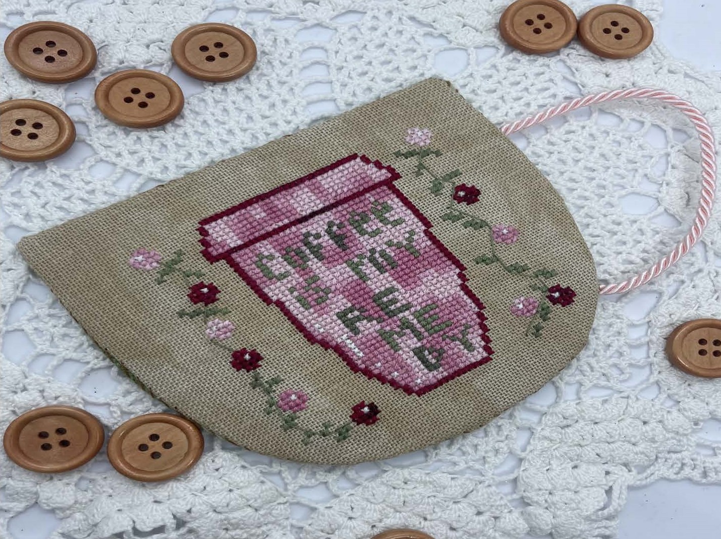 Coffee Is My Remedy Pinkeep - Cross Stitch Pattern