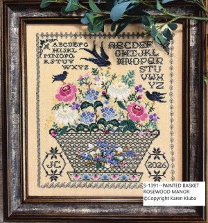 Painted Basket - Cross Stitch Pattern, zoomed in. Select this picture to zoom back out.