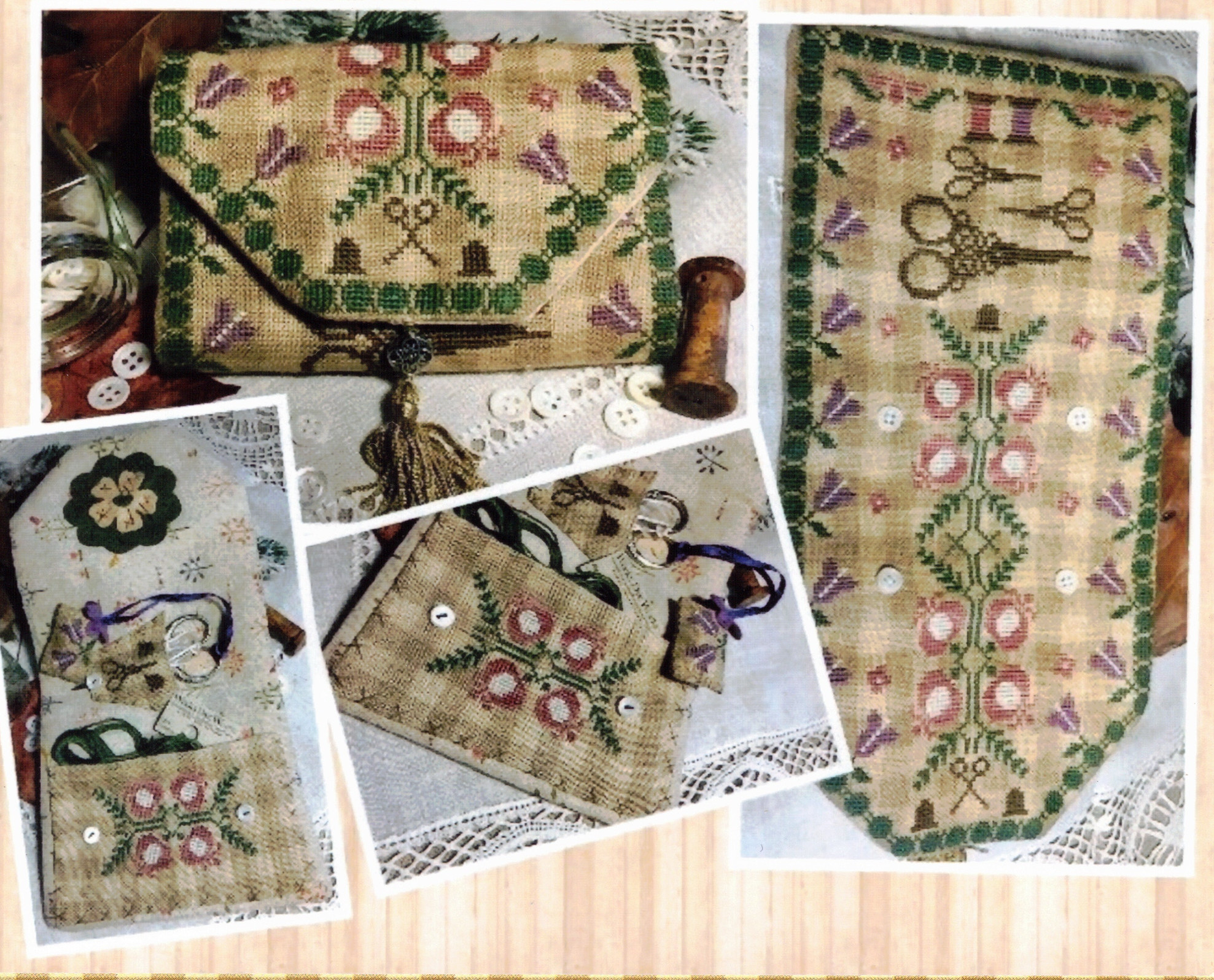 Pink Flower Needle Book (with Embellishments) 