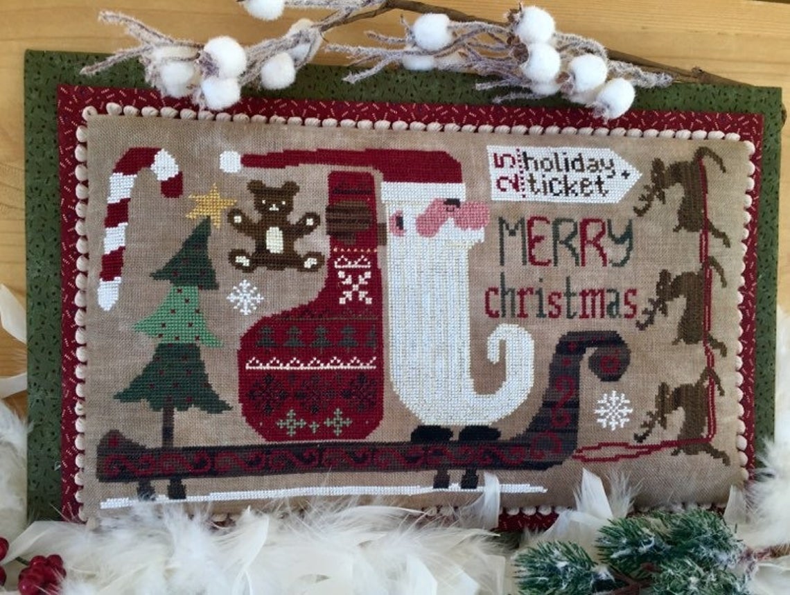 Holiday Ticket (with charm) - Cross Stitch Pattern