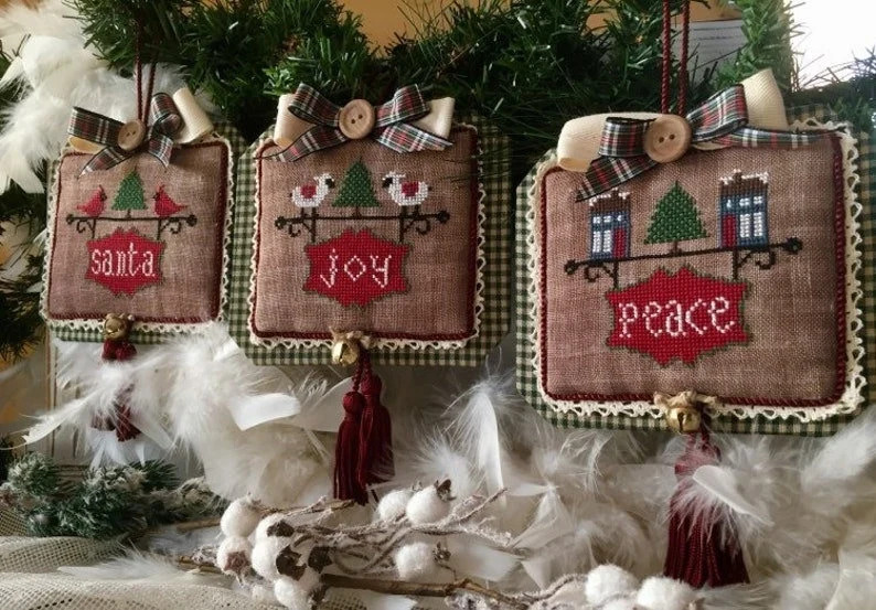 Christmas Ornament Signs - Cross Stitch Pattern