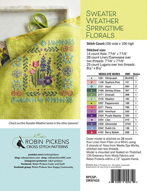 Sweater Weather Springtime Florals - Cross Stitch Pattern