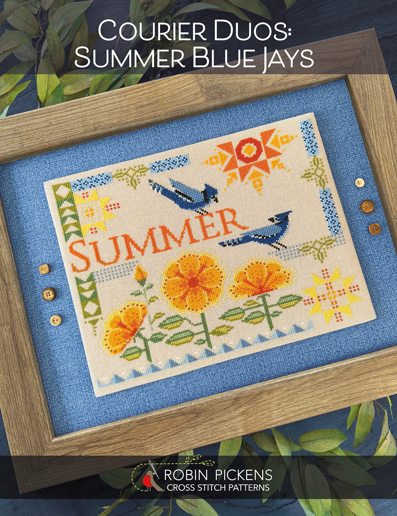 Courier Duos Summer Blue Jays - Cross Stitch Pattern