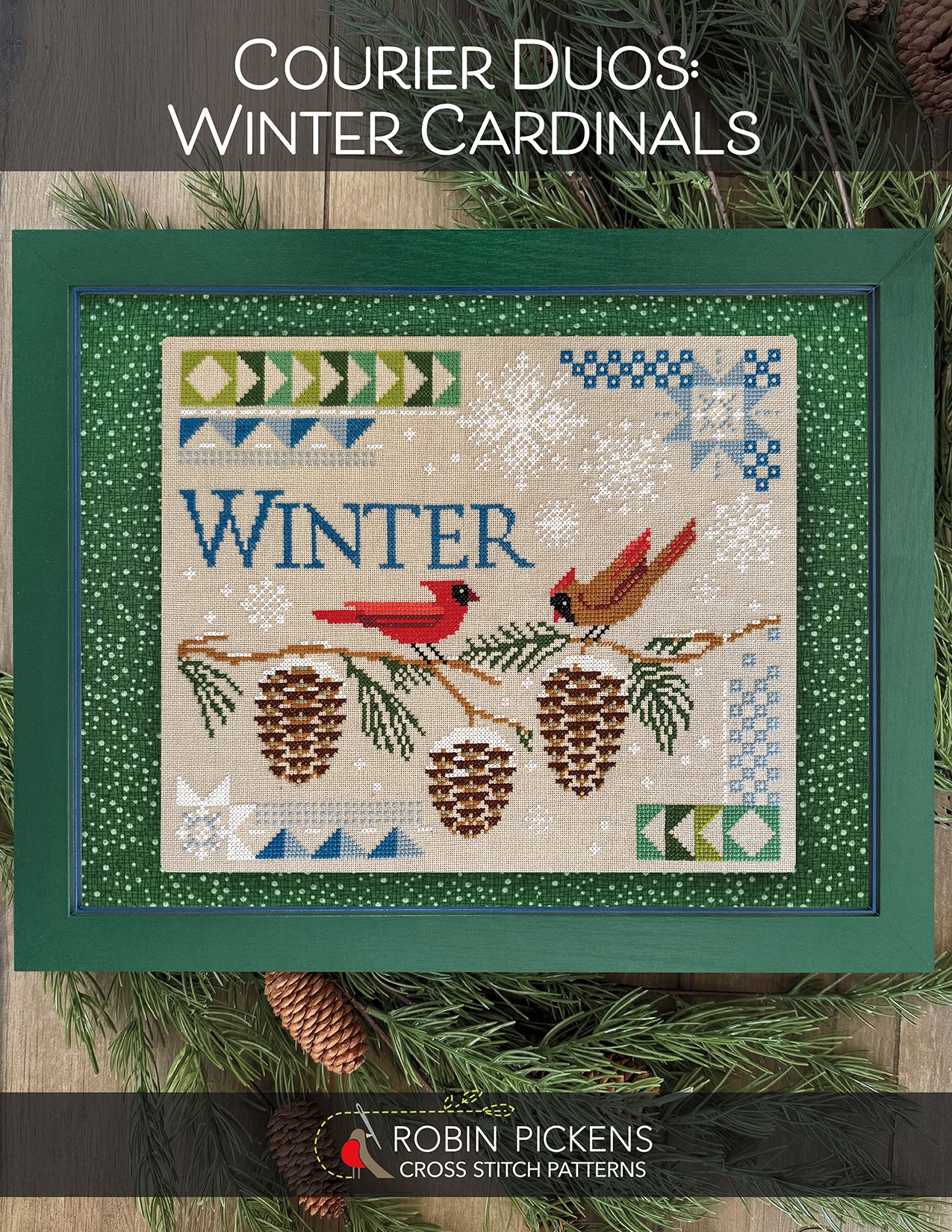Courier Duos: Winter Cardinals - Cross Stitch Pattern