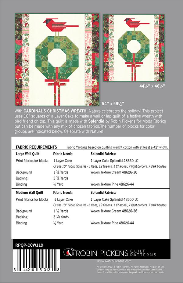 Cardinals Christmas Wreath - Quilt Pattern