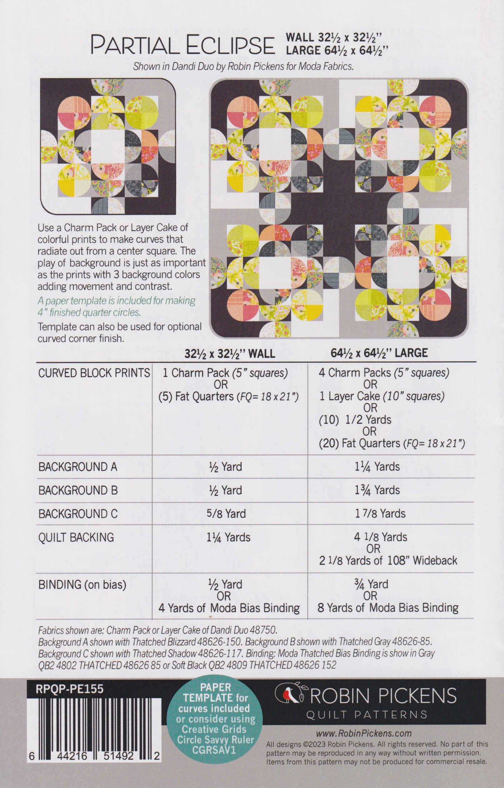 Partial Eclipse - Quilt Pattern
