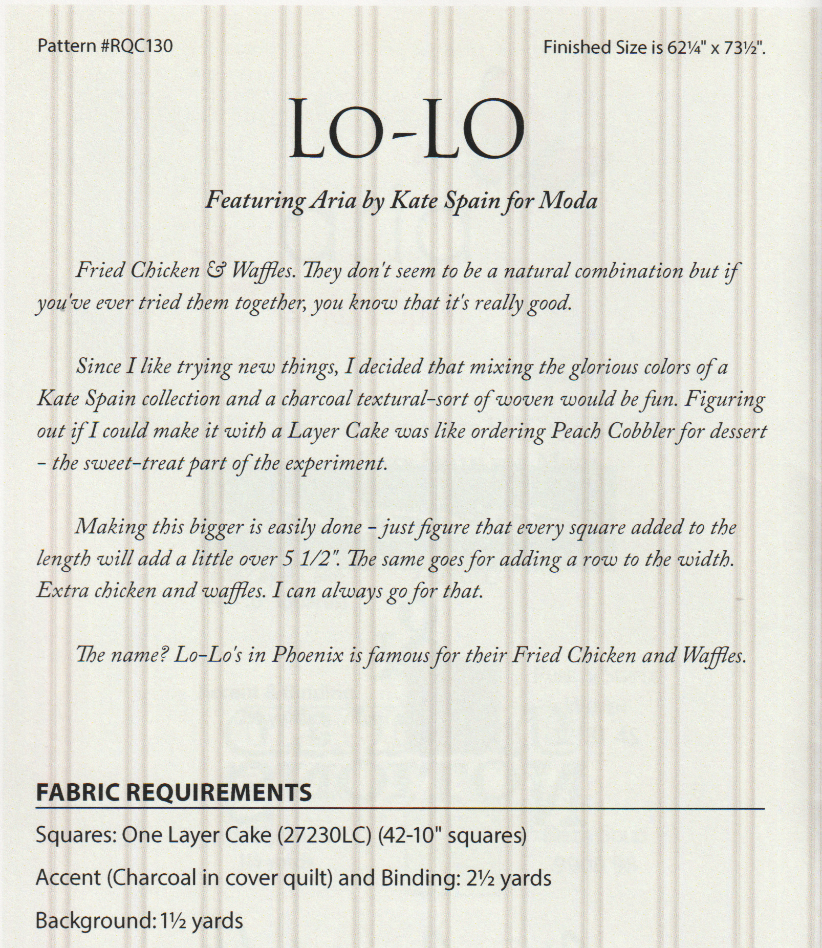 Lo-Lo - Quilt Pattern