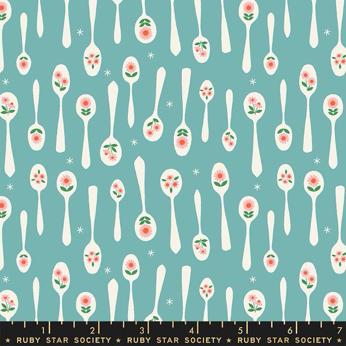 Camellia Stirring Turquoise - Quilt Fabric
