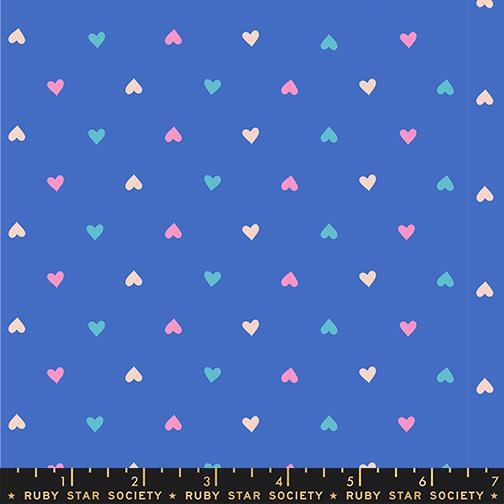 Best Day Ever Hearts - Lapis - Quilt Fabric