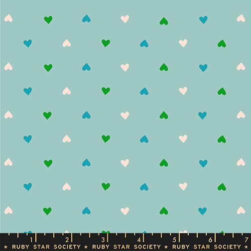 Best Day Ever Hearts - Turquoise - Quilt Fabric