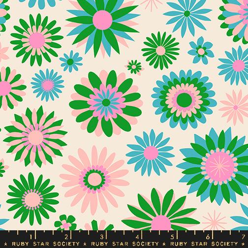Carousel Flowers - Natural - Quilt Fabric
