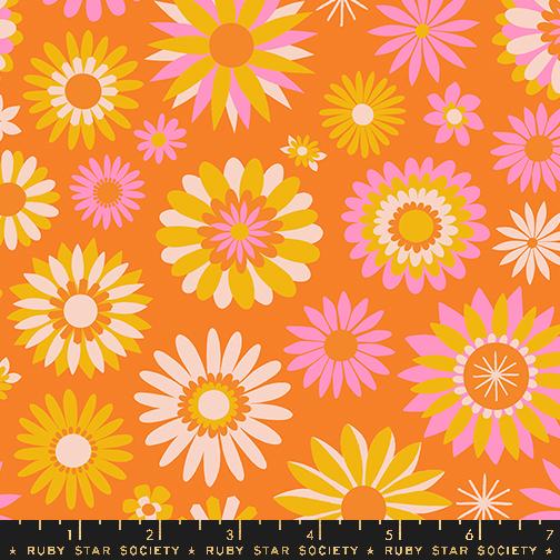 Carousel Flowers - Orange - Quilt Fabric