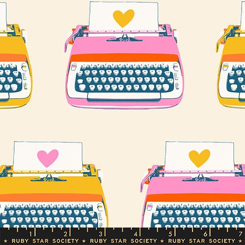 Best Day Ever Typewriter Natural - Quilt Fabric