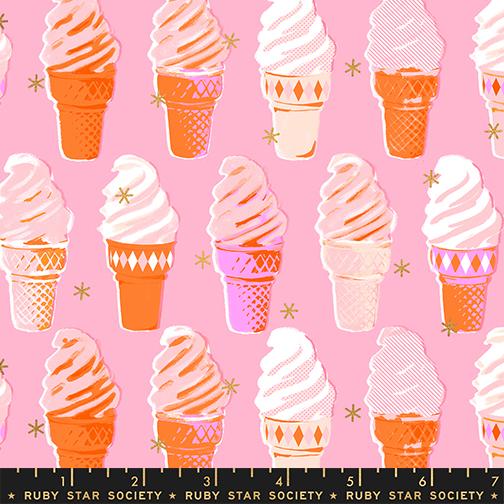 Best Day Ever Ice Cream Metallic Posy - Quilt Fabric