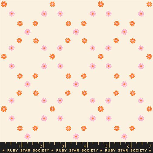 Best Day Ever Diamond Posy Orange - Quilt Fabric