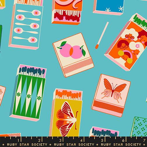 Trinketry Matchbook Turquoise - Quilt Fabric