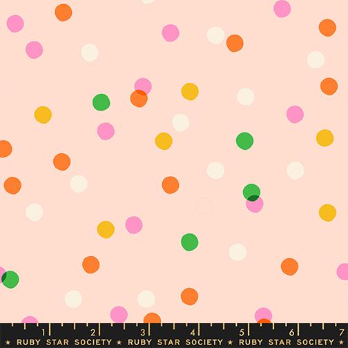 Sparkle Mart Dots Peach Blossom - Quilt Fabric, zoomed in. Select this picture to zoom back out.