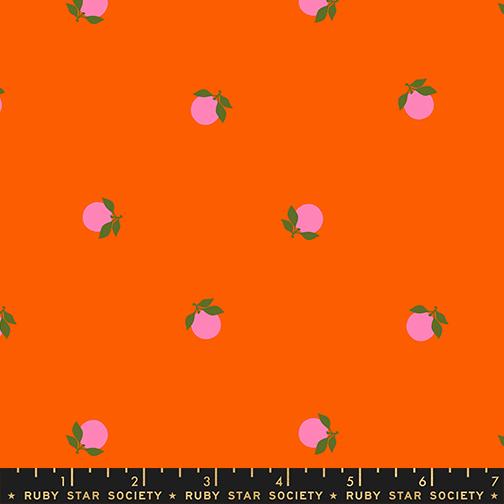 Sparkle Shopper Tangerine Florida - Quilt Fabric, zoomed in. Select this picture to zoom back out.