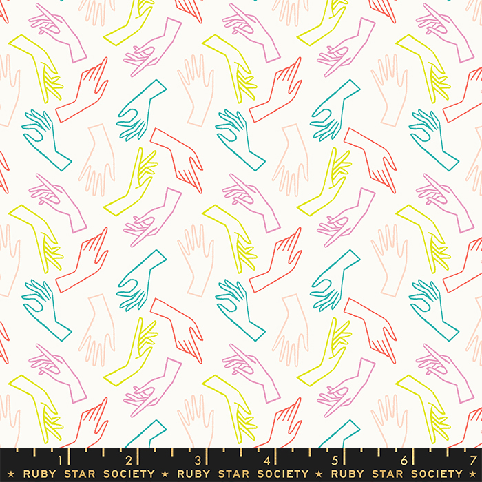 Adorn Cream Soda - Gestures and Hands - Quilt Fabric