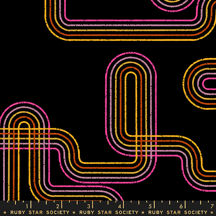 Linear Labyrinth Rayon Soft Black - Quilt Fabric