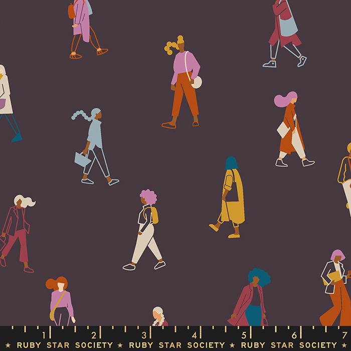 Novelty People Retro Women - Im Busy Eggplant - Quilt Fabric