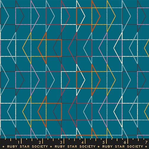 Geometric Triangles - Which Way Teal - Quilt Fabric