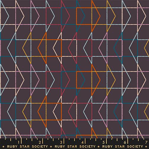Geometric Triangles - Which Way Eggplant - Quilt Fabric