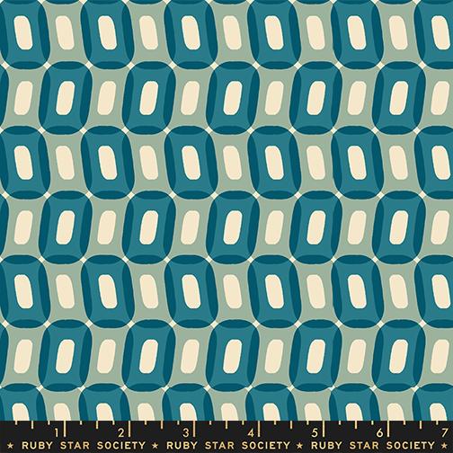 Geometric Circles Shapes Retro - Ooos Teal - Quilt Fabric