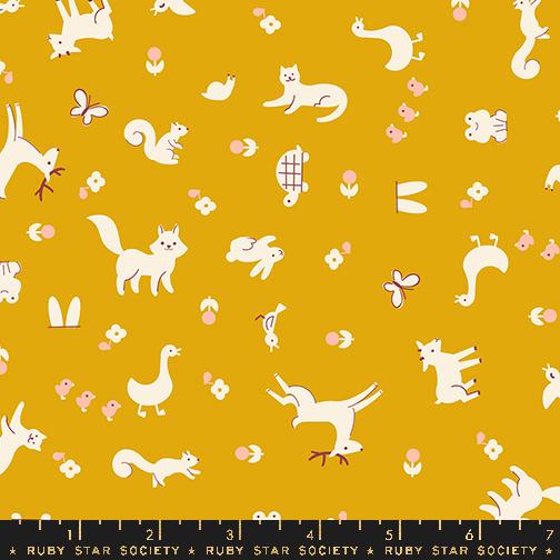 Woodland Park Animals - Goldenrod - Quilt Fabric