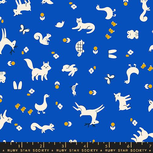 Woodland Park Animals - Blue Ribbon - Quilt Fabric