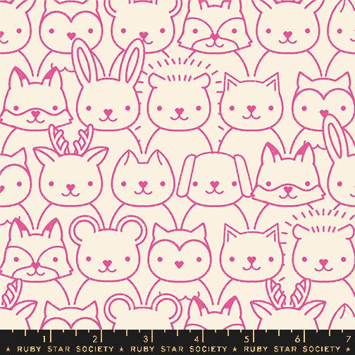 Woodland Park Animal - Raspberry - Quilt Fabric